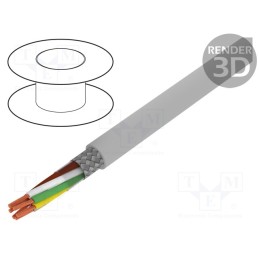 5 m x BITNER - S30592 - Wire, BiT LiYCY, 7x0.5mm2, shielded,tinned copper braid, PVC