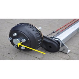 Hub cover, aluminum, braked axle, 900-1500 kg, 55mm