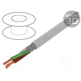 5 m x BITNER - S30638 - Wire, BiT LiYCY, 3x1mm2, shielded,tinned copper braid, PVC, grey