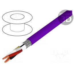 5 m x HELUKABEL - 80826 - Wire, 2x2x0.8mm, EiB/KNX,outdoor, solid, Cu, FRNC, violet, CPR: Dca