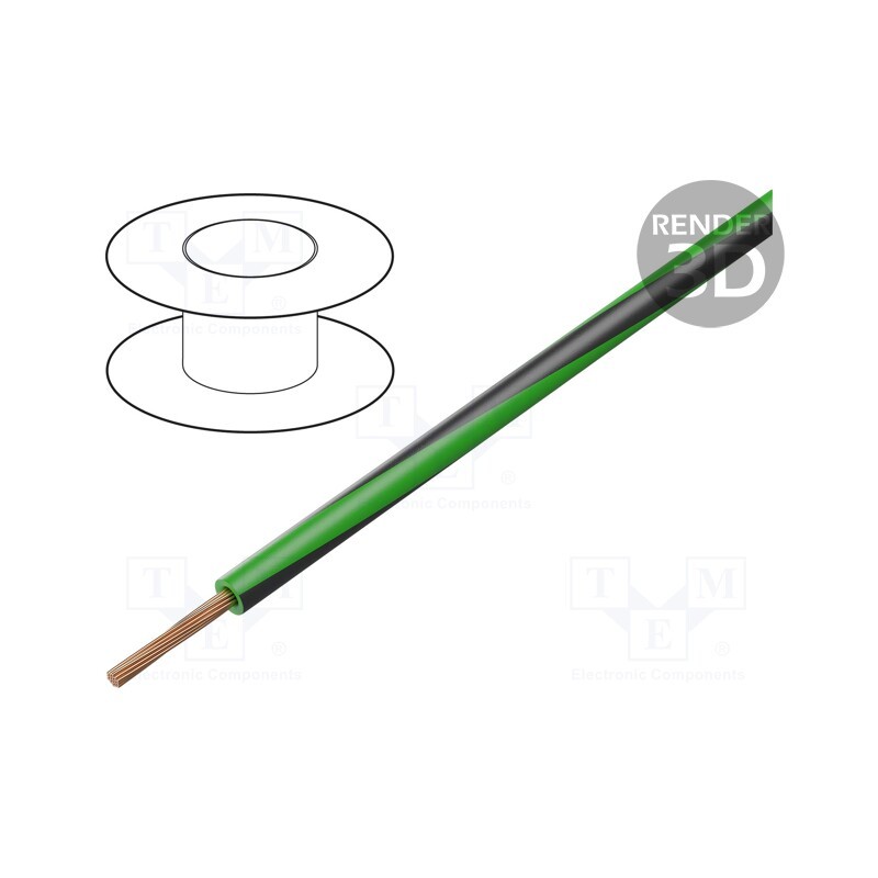5 m x LAPP - 4522331S - Wire, X07V-K, stranded, Cu, 1.5mm2, PVC, green-black, 450V,750V