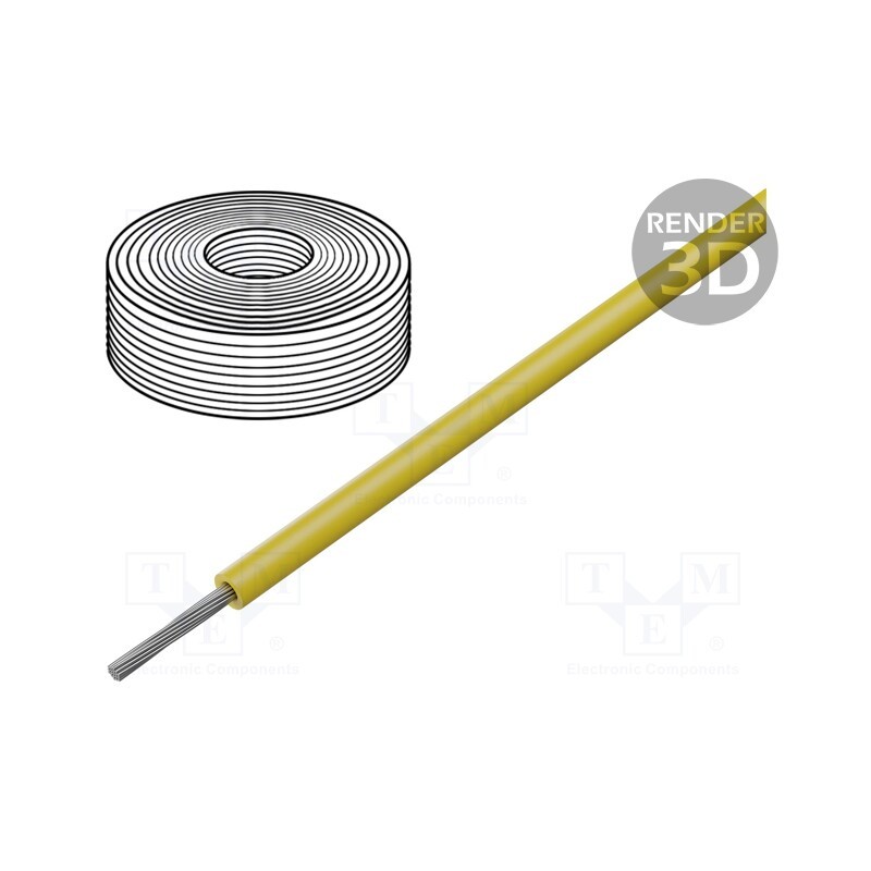 5 m x HELUKABEL - 23308 - Wire, SiF, 1x0.5mm2, stranded, Cu, silicone, yellow, -60÷180°C, 100m