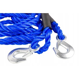 Tow rope, steel hooks, 4 meters, 5 tons, lamp