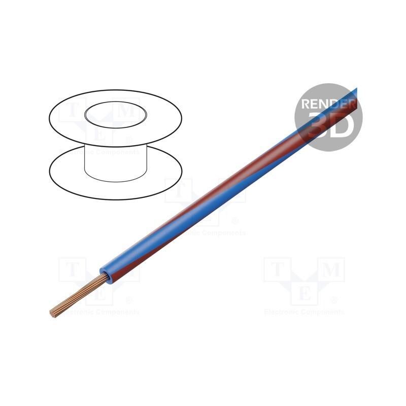 5 m x LAPP - 4512253S - Wire, X05V-K, stranded, Cu, 1mm2, PVC, blue-red, 300V,500V, Class: 5