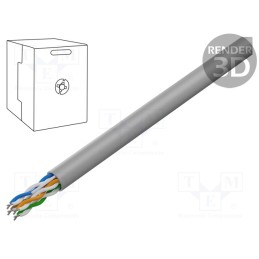 5 m x GEMBIRD - UPC-5004E-SOL - Wire, U/UTP, 4x2x24AWG, 5e, solid, CCA, PVC, grey, 305m, Øcable: 5.4mm