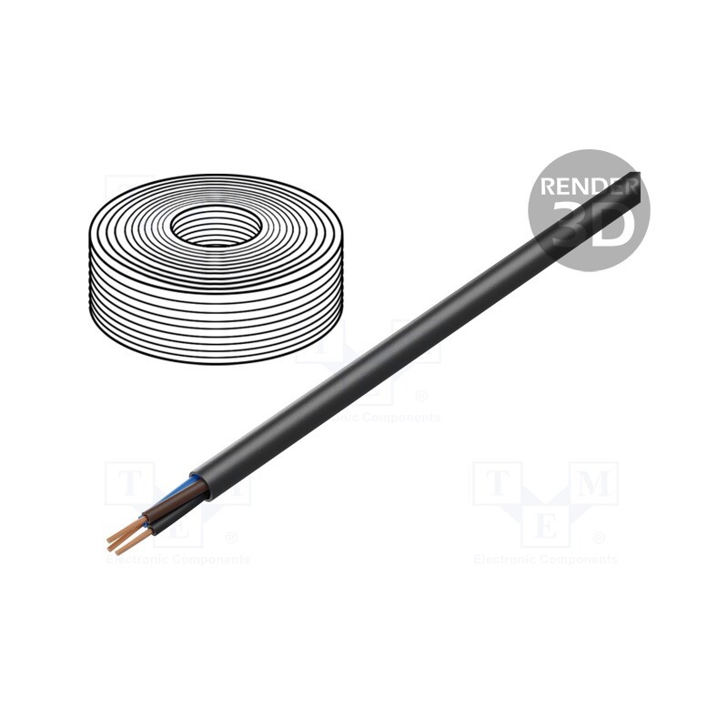 5 m x HELUKABEL - 37028T - Wire, H07RN-F,TITANEX®, 3G1.5mm2, round, stranded, Cu, rubber