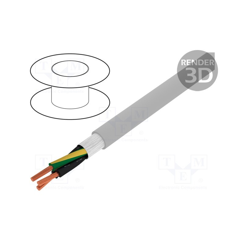 5 m x LAPP - 26120 - Wire: control cable, ÖLFLEX® FD CLASSIC 810, 3G0.75mm2, PVC, grey