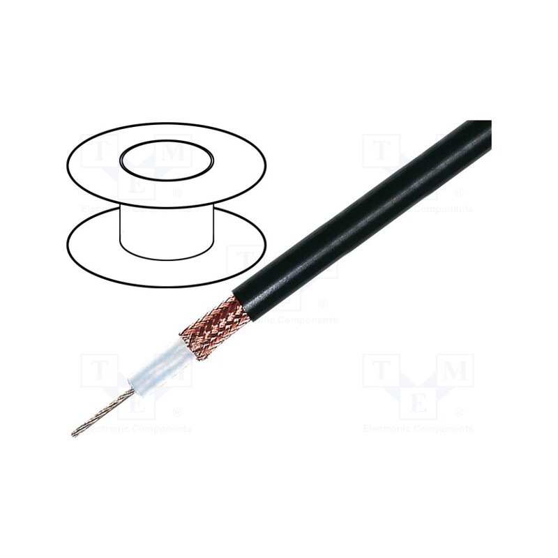5 m x TASKER - RG11A/U - Wire: coaxial, RG11AU, stranded, OFC, PVC, black, 100m