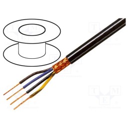 5 m x TASKER - C4050 - Wire, 4x0.5mm2, shielded,braid made of copper wires, black, 49V