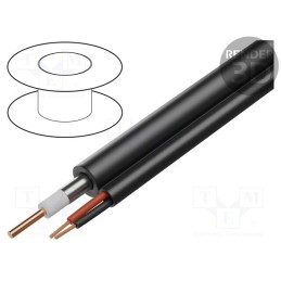 5 m x GEMBIRD - CCP-RG59D-001-300M - Wire: coaxial, RG59, stranded, CCA, PVC, black, 300m, Øcable: 6.1mm