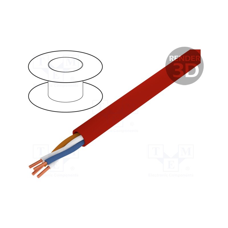 5 m x BITNER - TN0007 - Wire: control cable, YnTKSY, 1x2x1mm, Insulation: PVC, Colour: red