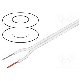 5 m x TASKER - C100 2X1.00 WHITE - Wire: loudspeaker cable, 2x1mm2, stranded, OFC, white, unshielded