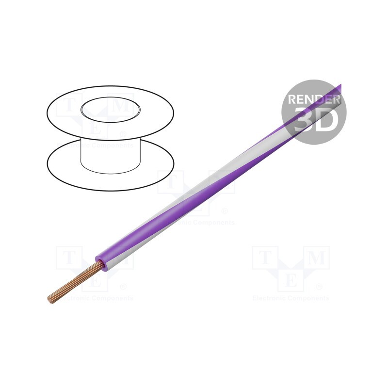 5 m x LAPP - 4512373S - Wire, X05V-K, stranded, Cu, 1mm2, PVC, violet-white, 300V,500V