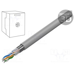 5 m x GEMBIRD - FPC-5004E-SOL - Wire, F/UTP, 4x2x24AWG, 5e, solid, CCA, PVC, grey, 305m, Øcable: 5.7mm