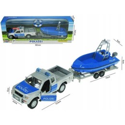 Toy Mitsubishi police car with boat with drive, sound and light