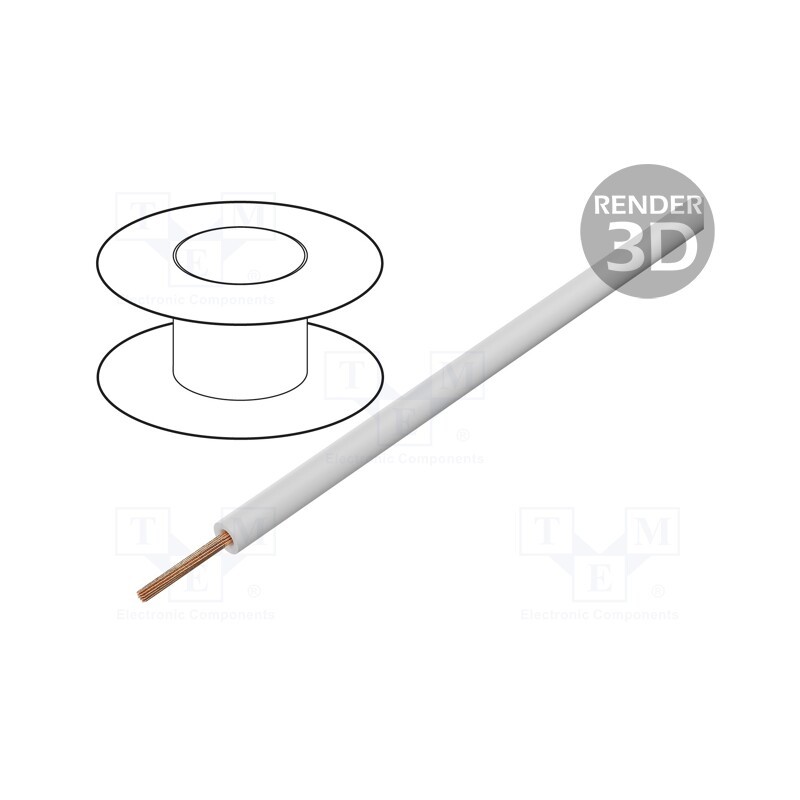 5 m x STu00c4UBLI - 60.7200-29 - Wire, FlexiPlast-E, 1x2.5mm2, stranded, Cu, white, 750V, 32A, 100m