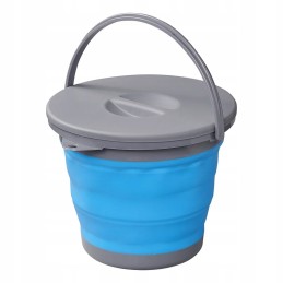 Round bucket with handle, foldable, 5 liters, with lid