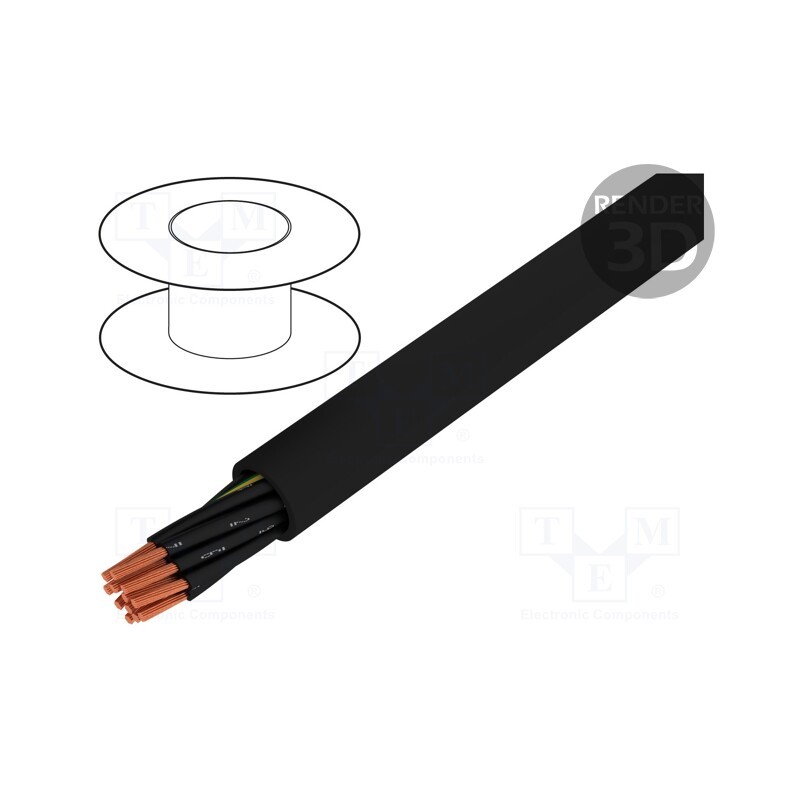 5 m x HELUKABEL - 10345 - Wire, JZ-500-BK, 12G0.5mm2, unshielded, 300V,500V, Cu, stranded