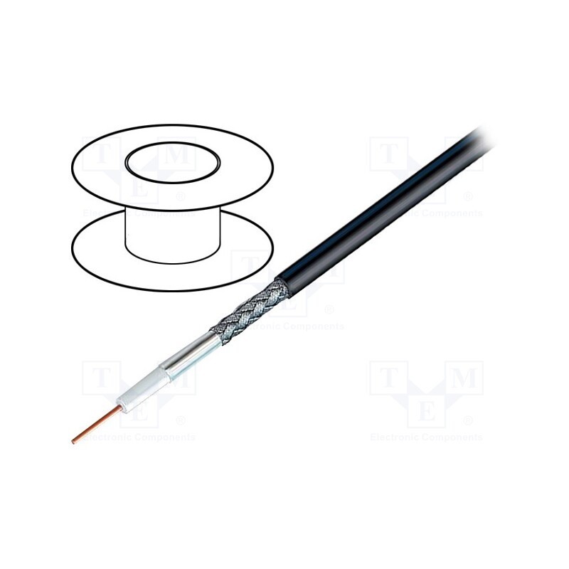 5 m x BELDEN - 9275 0101000 - Wire: coaxial, solid, CCS, 0.52mm2, PVC, black, 305m, Øcable: 6.02mm