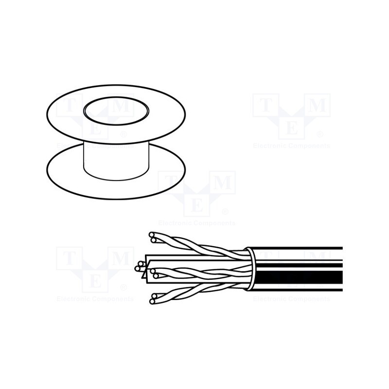 5 m x BELDEN - 7965ENH.00A305 - Wire, U/UTP, 4x2x23AWG, 6, solid, Cu, LSZH, blue, 305m, Øcable: 5.7mm