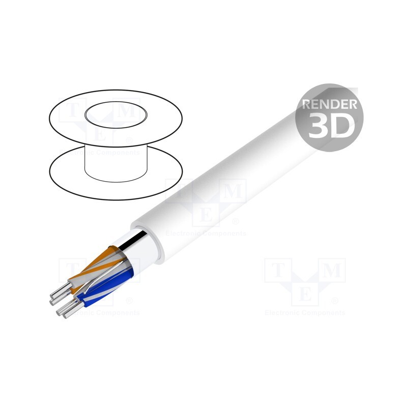 5 m x BELDEN - 7704NH.00305 - Wire, 2x2x22AWG, LonWorks, solid, Cu, FRNC, white, 305m, CPR: Dca