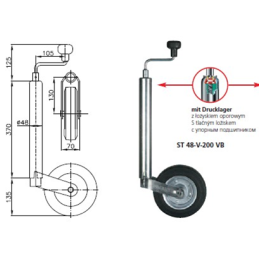 Maneuvering support wheel 200kg winterhoff