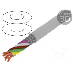 5 m x BITNER - S30642 - Wire, BiT LiYCY, 7x1mm2, shielded,tinned copper braid, PVC, grey