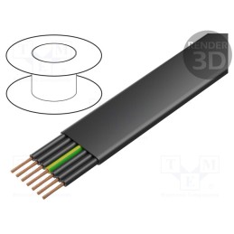 5 m x HELUKABEL - 27018 - Wire, H07VVH6-F,PVC-Flach, 7G6mm2, unshielded, 450V,750V, Cu