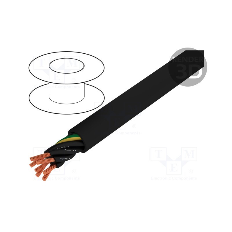 5 m x HELUKABEL - 10558 - Wire, JZ-600, 7G0.5mm2, unshielded, 600V,1kV, Cu, stranded, black