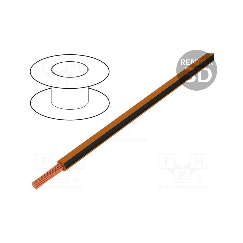5 m x LAPP - 4522381S - Wire, X07V-K, stranded, Cu, 1.5mm2, PVC, orange-black, 450V,750V