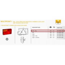 Left rear lamp for multipoint and aspock trailers