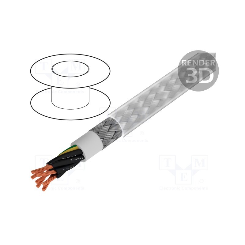 5 m x BITNER - S54324 - Wire, BiT 500 CY, 7G0.75mm2, shielded,tinned copper braid, PVC