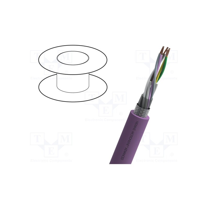 5 m x NEXANS - 13-DRX23P03P - Wire, 3x2x0.25mm2, Interbus, stranded, Cu, PUR, violet, 30V
