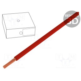 5 m x HELUKABEL - 26829 - Wire, H07V-K, stranded, Cu, 10mm2, PVC, red, 450V,750V, Class: 5