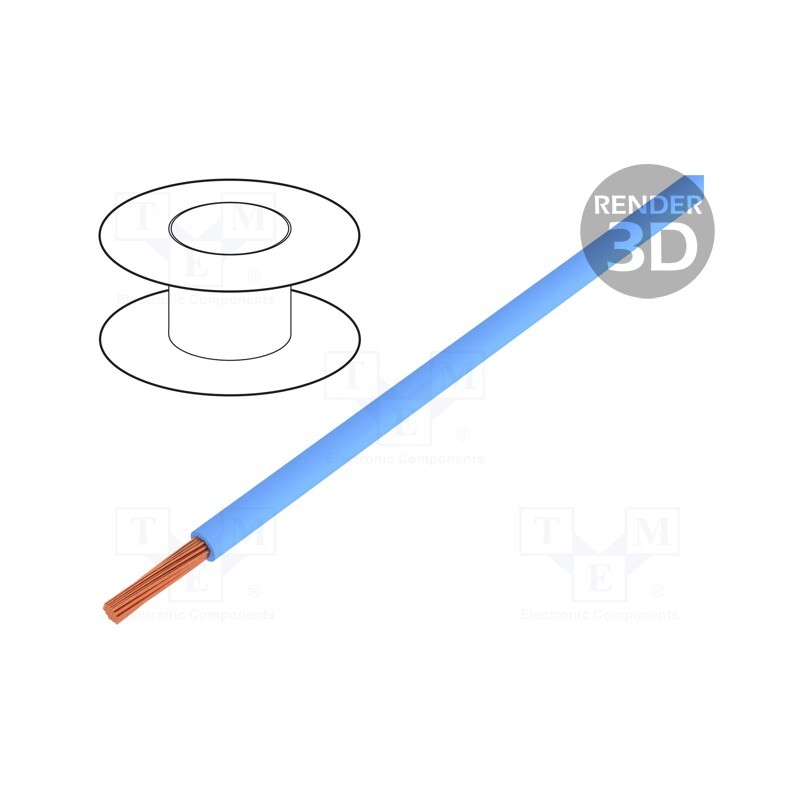 5 m x HELUKABEL - 64157 - Wire, H07V2-K, stranded, Cu, 4mm2, 12AWG, PVC, blue, 450V,750V