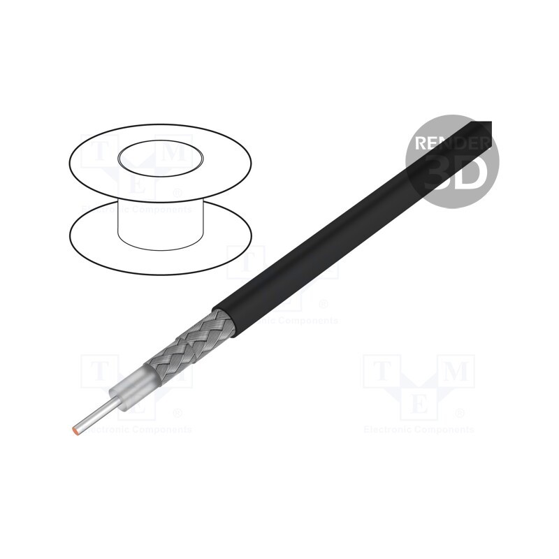 5 m x TASKER - RG223U - Wire: coaxial, RG223U, solid, Cu, PVC, black, 100m, Øcable: 5.4mm