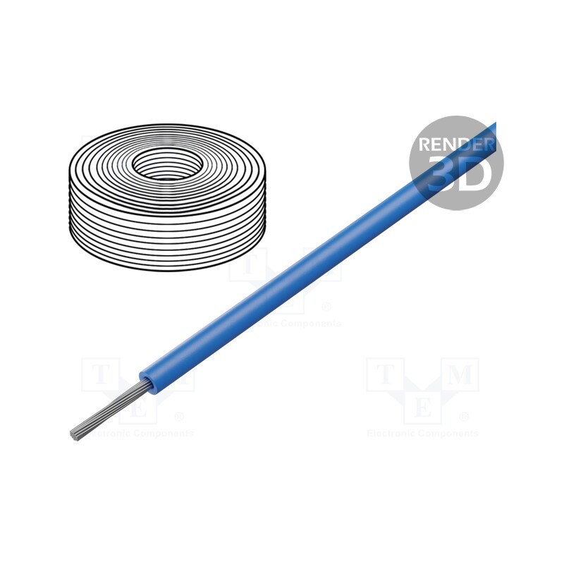 5 m x HELUKABEL - 45303 - Wire, SiFF, 1x0.75mm2, stranded, Cu, silicone, blue, -60÷180°C, 500V