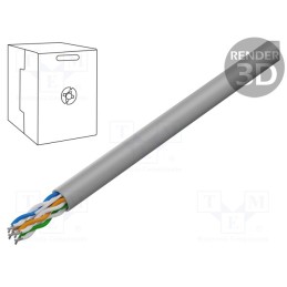 5 m x GEMBIRD - UPC-5004E-L - Wire, U/UTP, 4x2x24AWG, 5e, stranded, CCA, PVC, grey, 305m