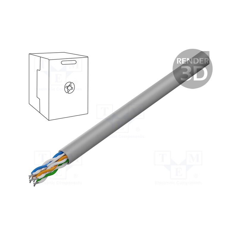 5 m x GEMBIRD - UPC-5004E-L - Wire, U/UTP, 4x2x24AWG, 5e, stranded, CCA, PVC, grey, 305m
