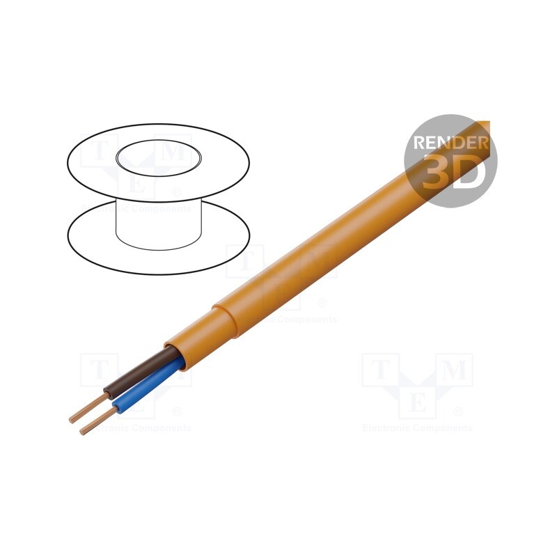 5 m x HELUKABEL - 22258 - Wire, PUR-ORANGE-OB, 2x1.5mm2, unshielded, 300V,500V, Cu, stranded