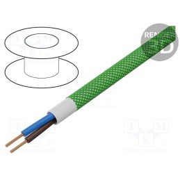5 m x ESPE - OP-YTLY1-5054 - Wire, YTLY, 2x0.5mm2, round, stranded, Cu, textile, green, 150V, 50m