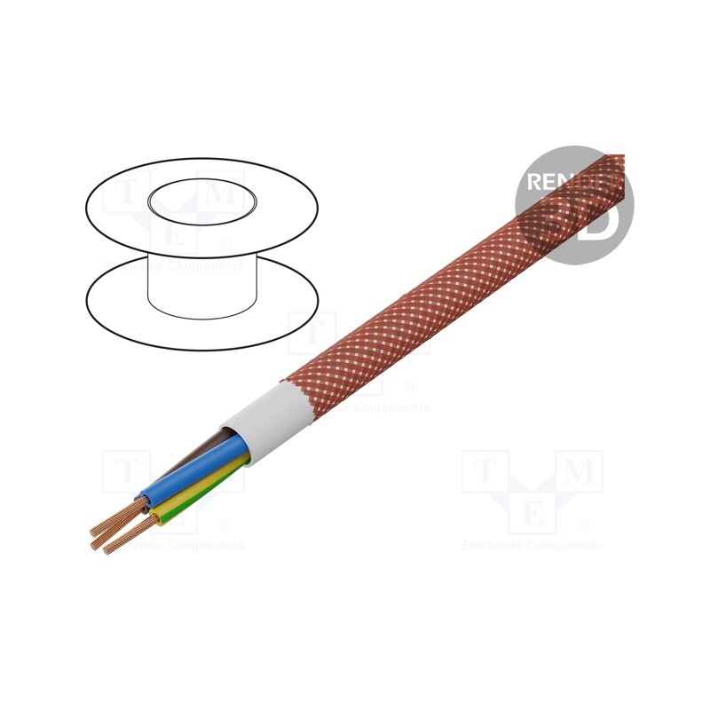 5 m x ESPE - OPAC-3G0.75-1-5038 - Wire, H03VV-F,OMY, 3G0.75mm2, round, stranded, Cu, PVC, textile, red