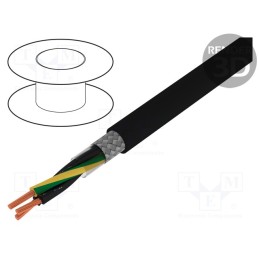 5 m x HELUKABEL - 10951 - Wire, JZ-500-C, 3G1mm2, shielded,tinned copper braid, PVC, black
