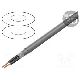 5 m x HELUKABEL - 21280 - Wire, F-C-PURö-OZ, 2x1.5mm2, shielded,tinned copper braid, PUR