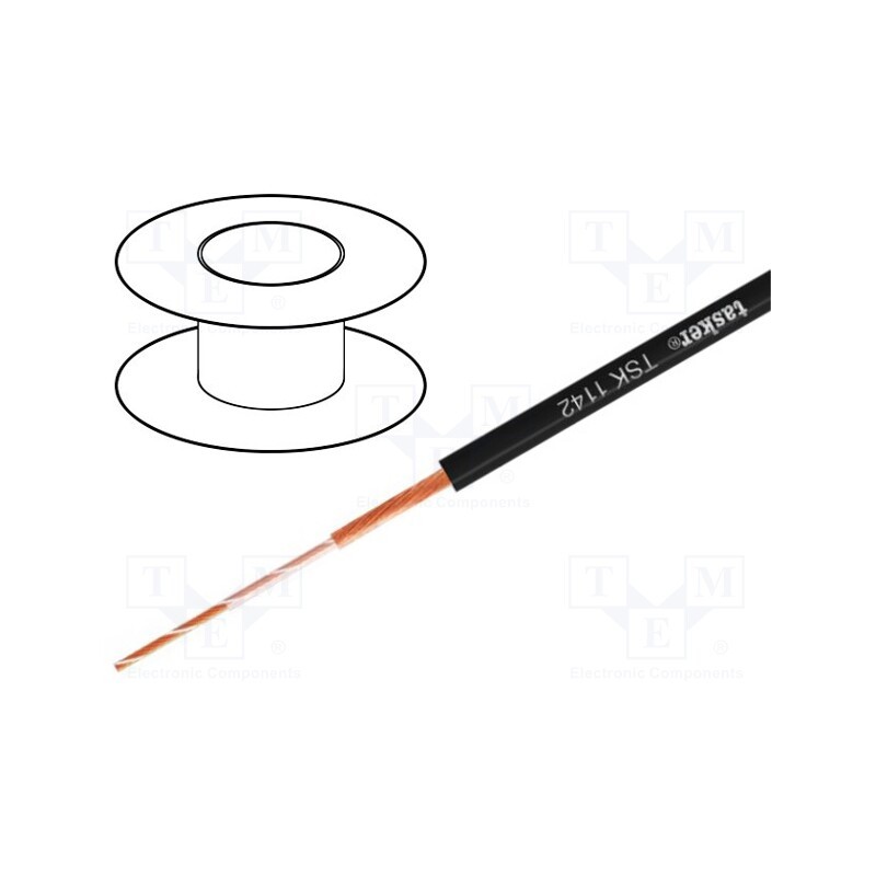 5 m x TASKER - TSK1142 - Wire: headset, stranded, black, Package: 50m, Øcable: 2mm, 1x0.06mm2
