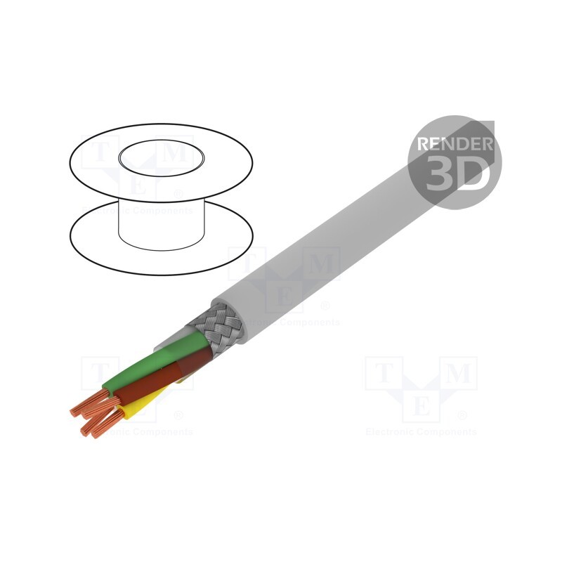 5 m x BITNER - S30659 - Wire, BiT LiYCY, 4x1.5mm2, shielded,tinned copper braid, PVC