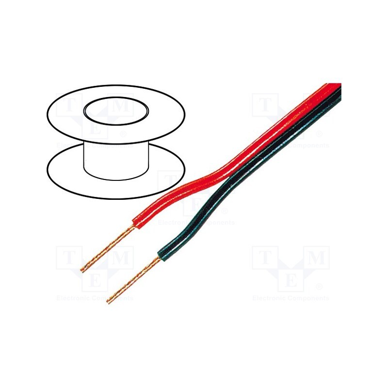 5 m x TASKER - C102-1.50 - Wire: loudspeaker cable, 2x1.5mm2, stranded, OFC, black-red, PVC