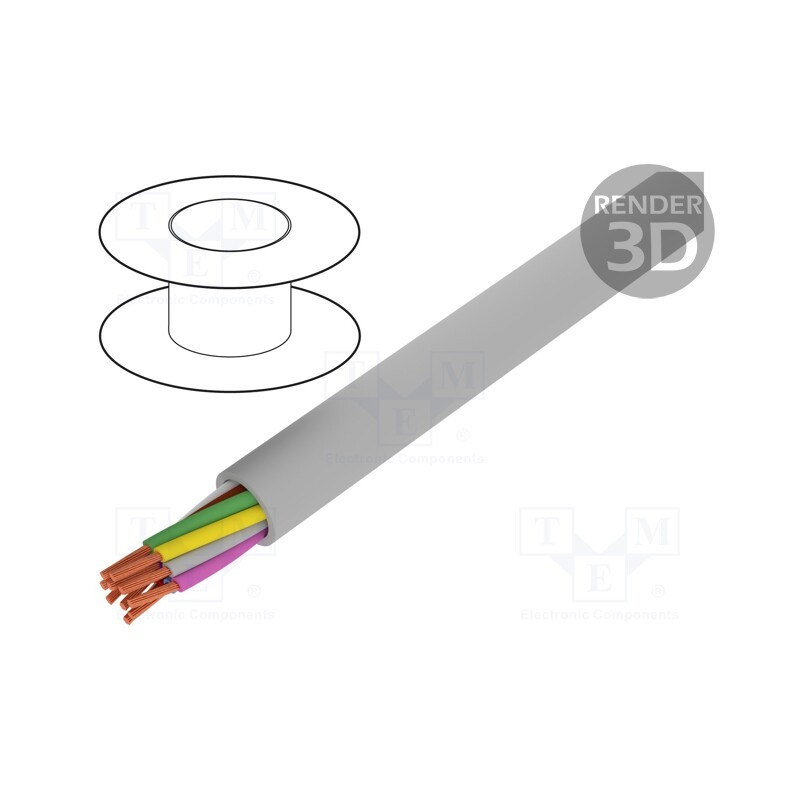 5 m x BITNER - S30112 - Wire, BiT LiYY, 10x0.75mm2, unshielded, 300V, Cu, stranded, grey