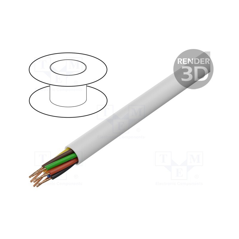 5 m x BITNER - LA0053 - Wire, BiTprotect,YTDY, 8x0.5mm, round, solid, Cu, PVC, white