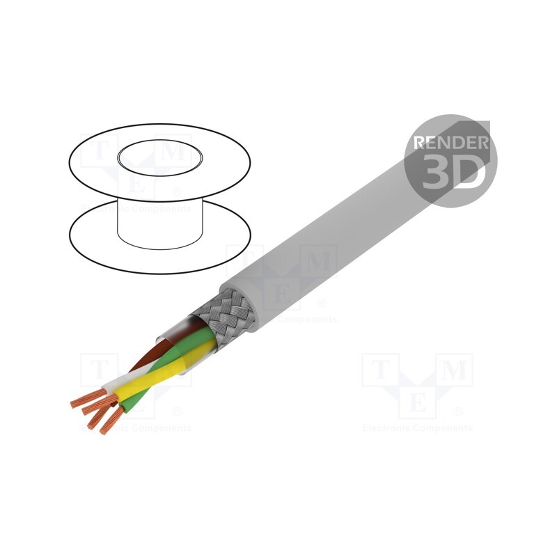 5 m x BITNER - S30864 - Wire, BiT LiYCY, 2x2x0.75mm2, shielded,tinned copper braid, PVC